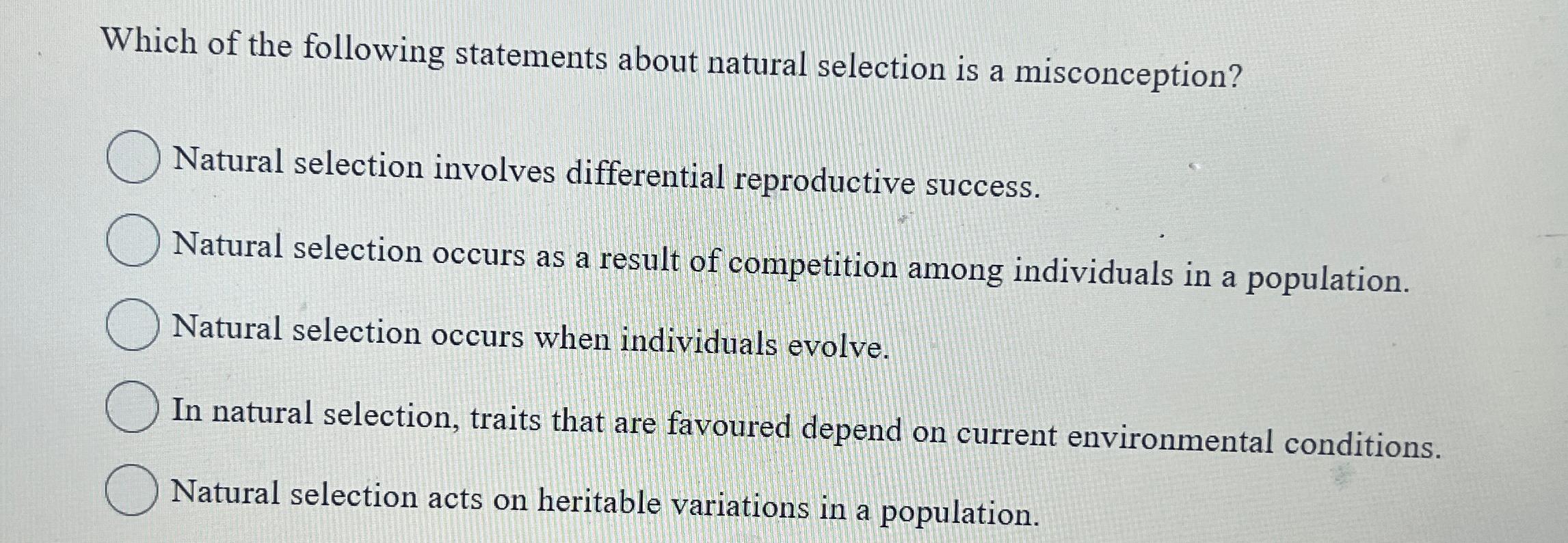 Solved Which of the following statements about natural | Chegg.com