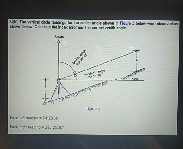 Solved Q5: The Vertical Circle Readings For The Zenith Angle | Chegg.com