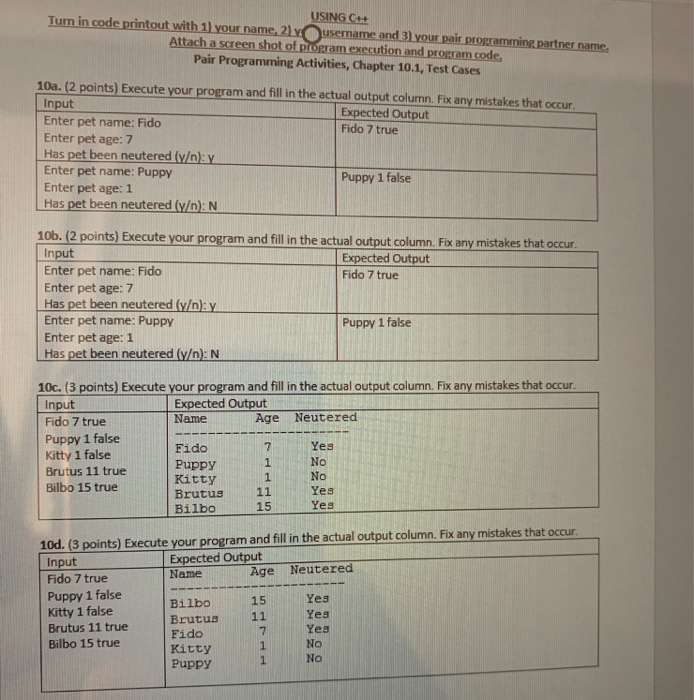 Solved USING C++ LANGUAGE Pair Programming Activities, | Chegg.com