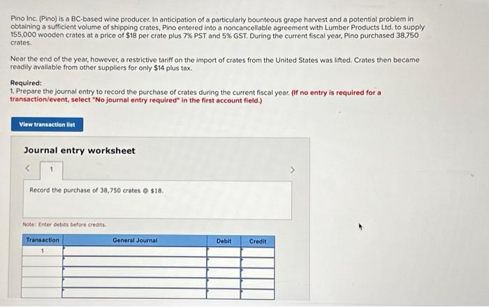 Solved Pino inc. (Pino) is a BC-based wine producet. In | Chegg.com