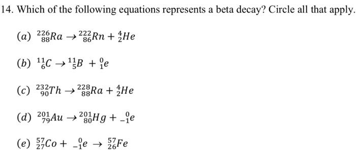 Solved 14. Which of the following equations represents a | Chegg.com