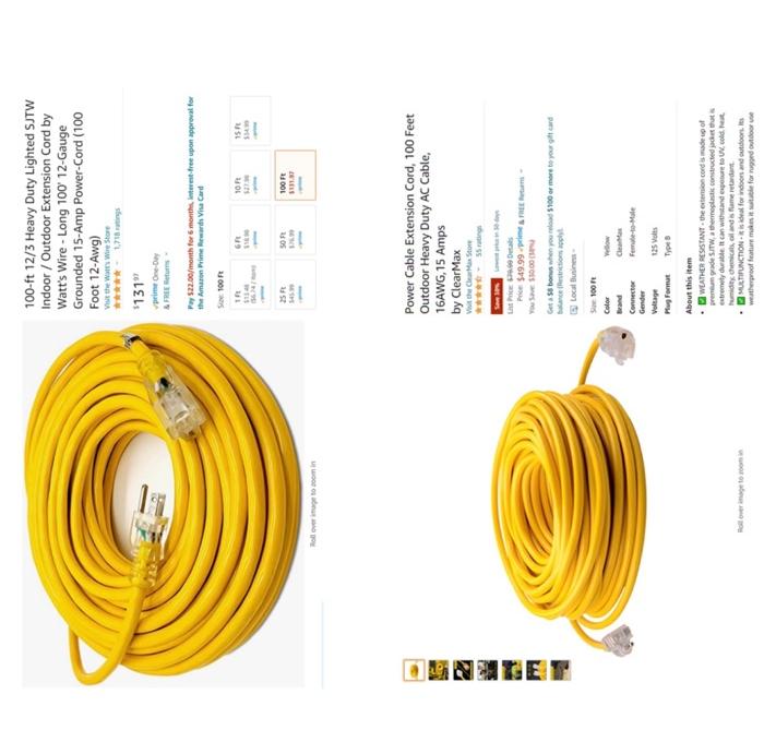 Solved Calculate the resistance of each extension cord shown