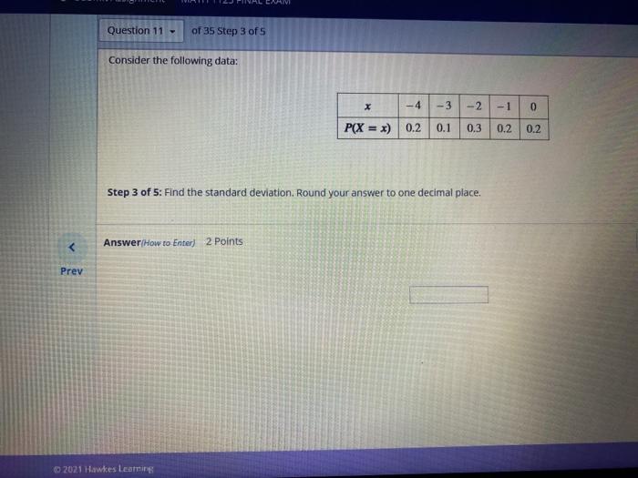 Solved Question 11 of 35 Step 1 of 5 Consider the following | Chegg.com