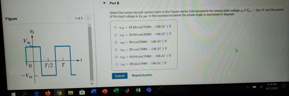 Solved The periodic square-wave voltage seen in (Figure 1) | Chegg.com