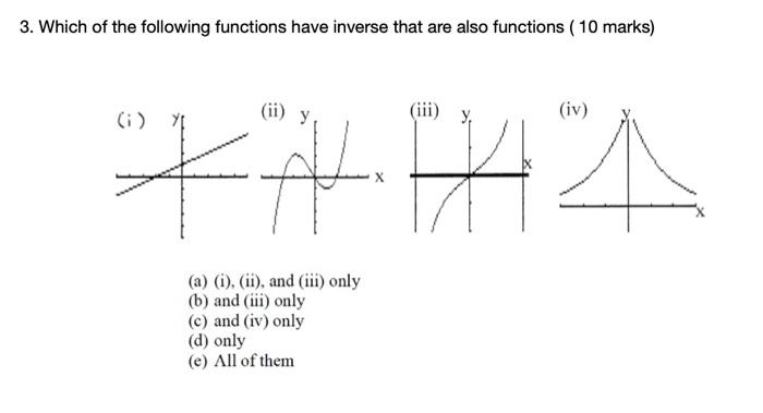 Solved 3. Which of the following functions have inverse that | Chegg.com