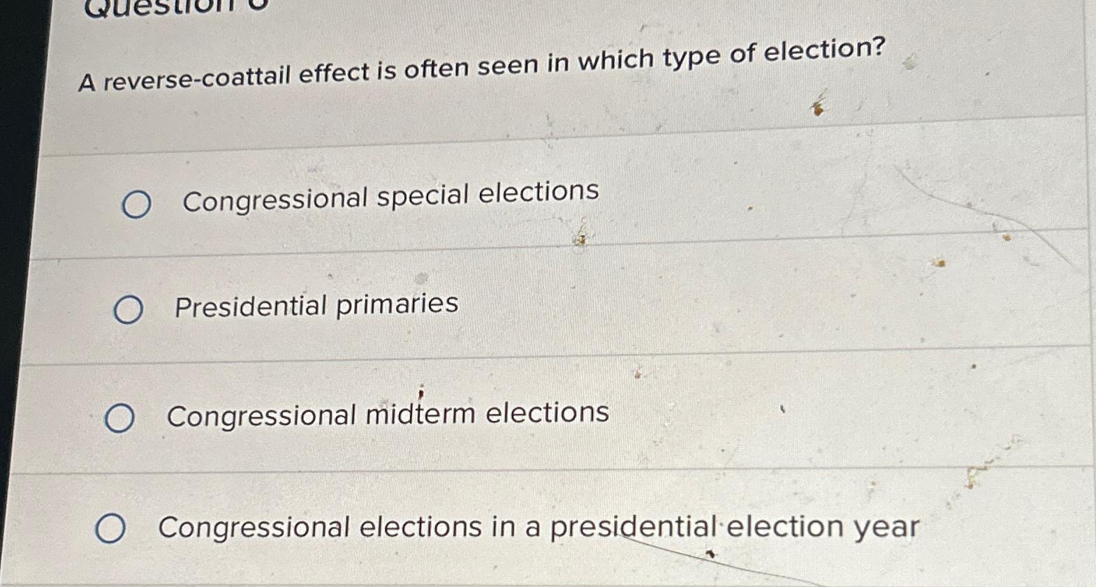 Solved A reversecoattail effect is often seen in which type