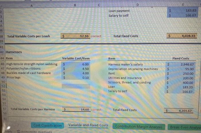 Milestone One - Variable and Fixed Costs22 23 Leashes | Chegg.com