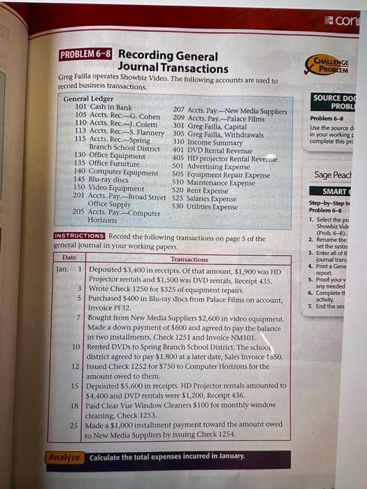 Solved PROBLEM68 Recording General Journal Transactions