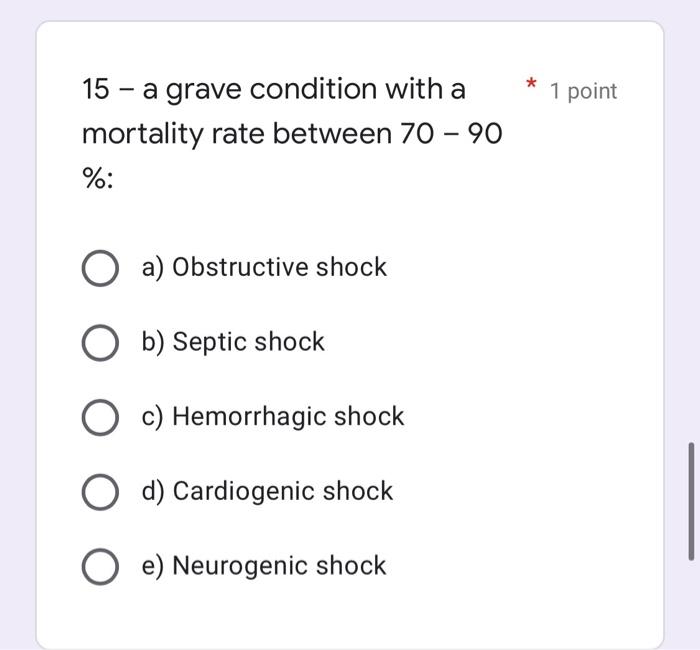 Solved 15 a grave condition with a mortality rate between