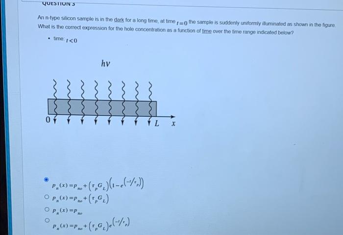 Solved QUESTIONS An N-type Silicon Sample Is In The Dark For | Chegg.com