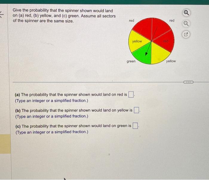 Solved Give the probability that the spinner shown would | Chegg.com