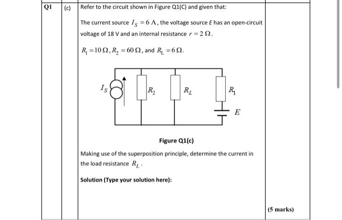 Solved Q1 (c) Refer to the circuit shown in Figure Q1(C) and | Chegg.com