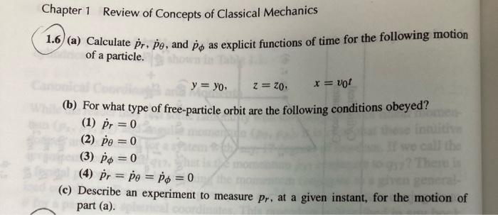 Chapter 1 Review Of Concepts Of Classical Mechanic Chegg Com