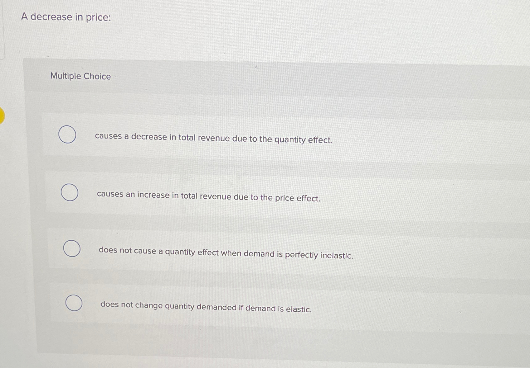 Solved A decrease in price:Multiple Choicecauses a decrease | Chegg.com