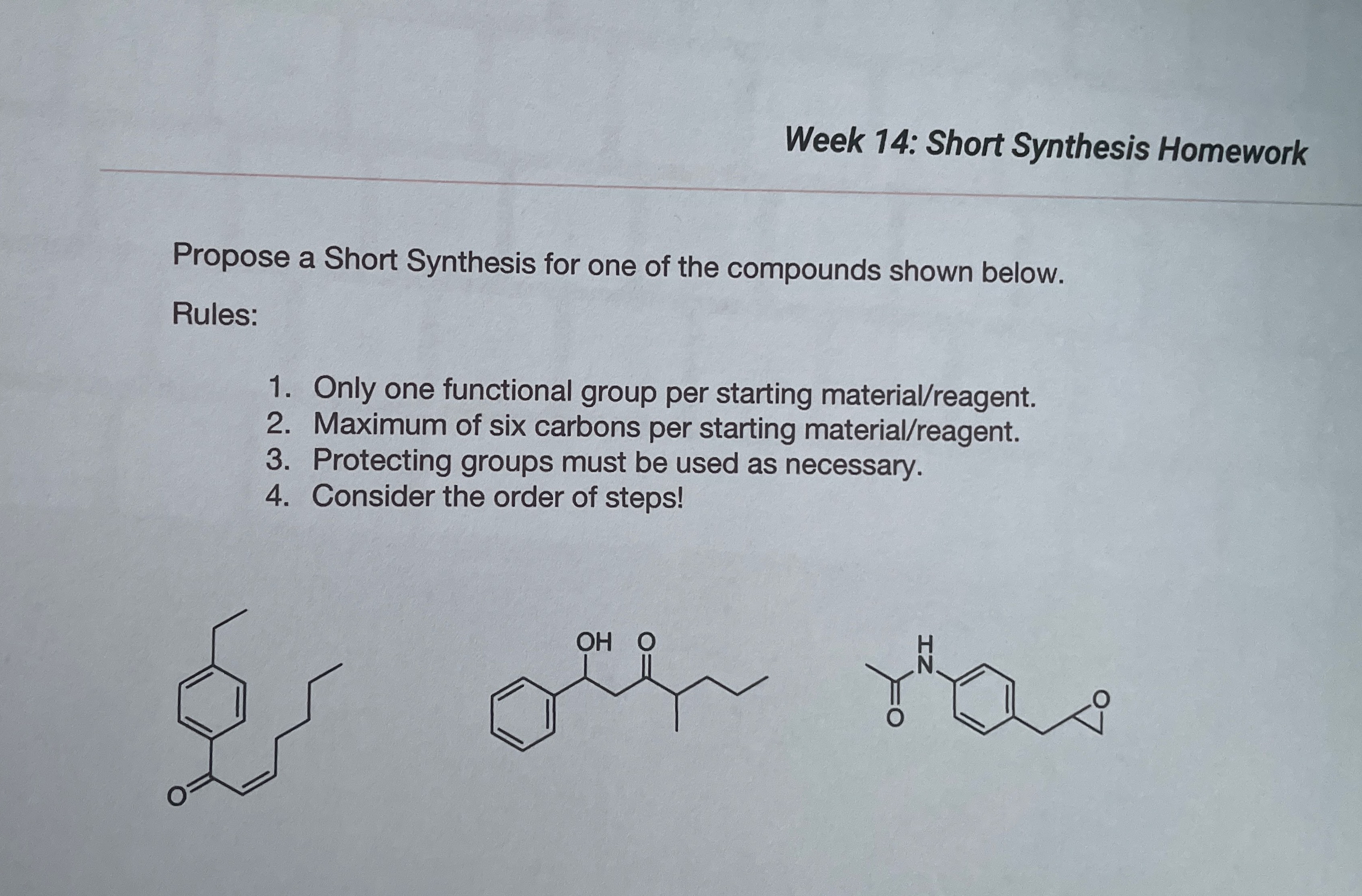 Week 14: Short Synthesis HomeworkPropose a Short | Chegg.com