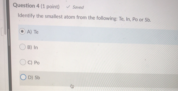 Solved Question 5 (1 point) Saved The electron in a ground | Chegg.com