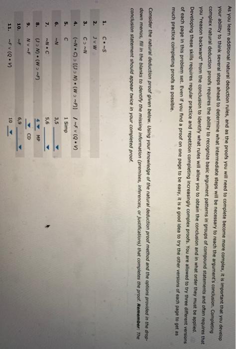 Solved As you learn additional natural deduction rules, and | Chegg.com