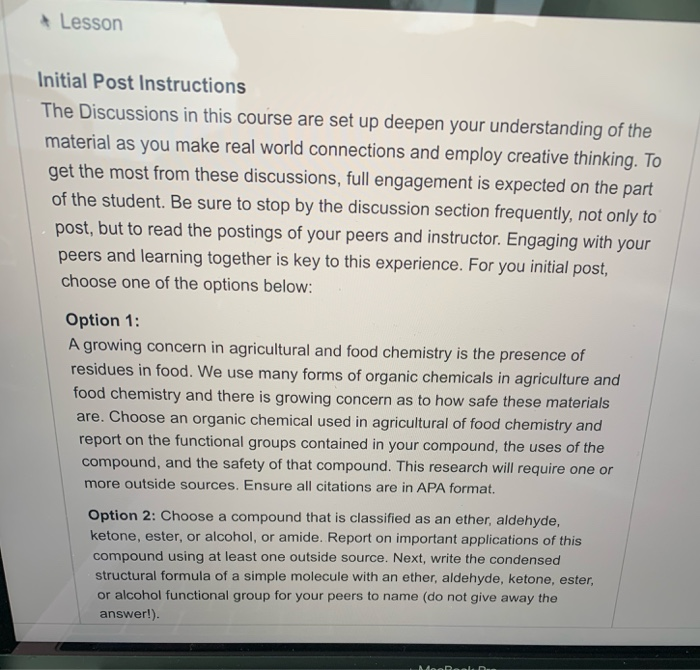 Lesson Initial Post Instructions The Discussions in | Chegg.com