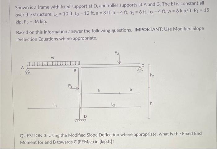 Solved Shown is a frame with fixed support at D, and roller | Chegg.com