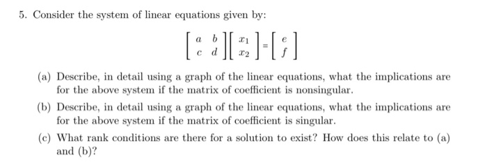 Solved 5. Consider the system of linear equations given by: | Chegg.com
