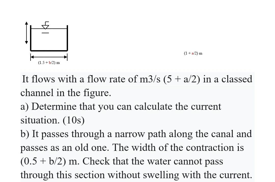 Solved → 4 (1 + A/2) M (1.5 +b/2) M A It Flows With A Flow | Chegg.com