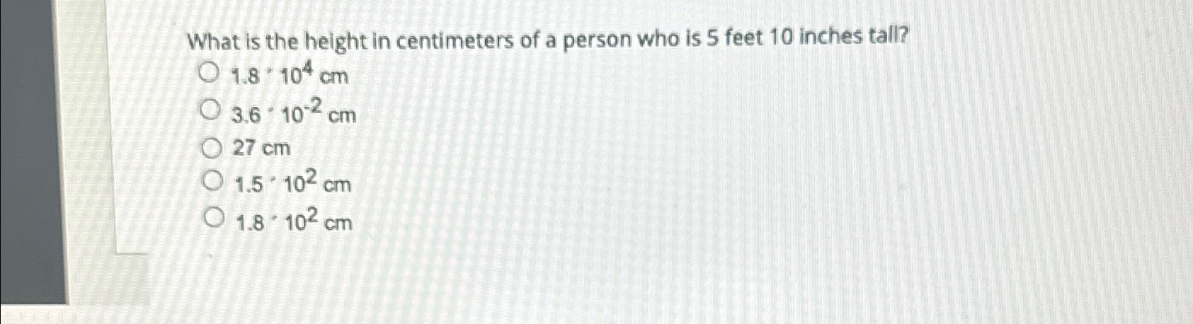 Solved What is the height in centimeters of a person who is Chegg