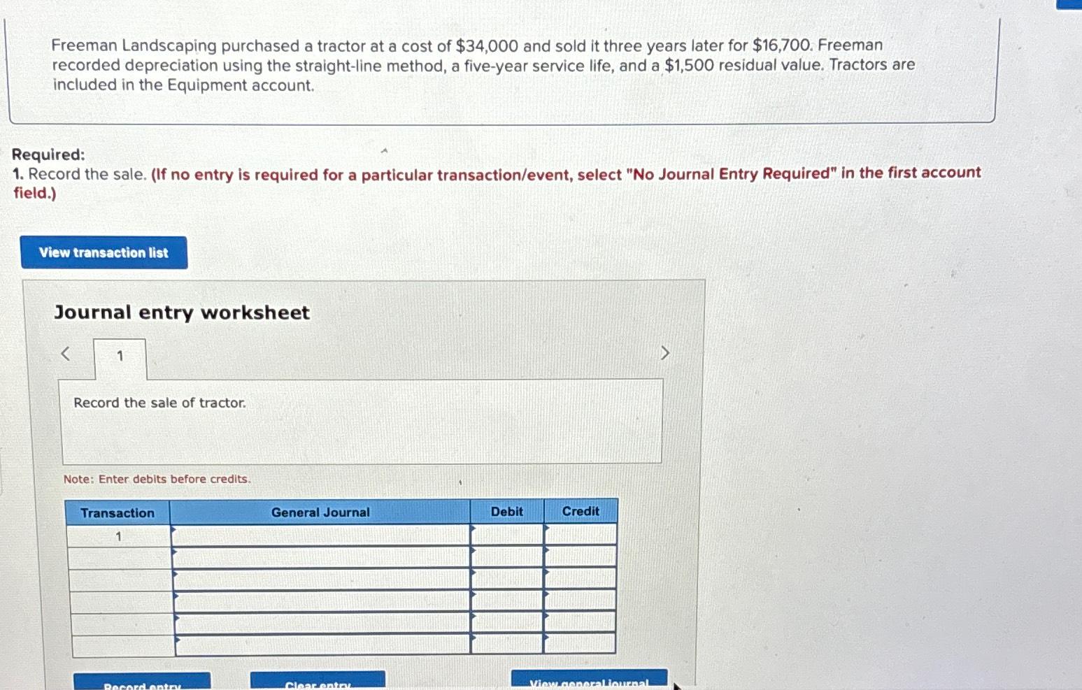 Solved Freeman Landscaping purchased a tractor at a cost of