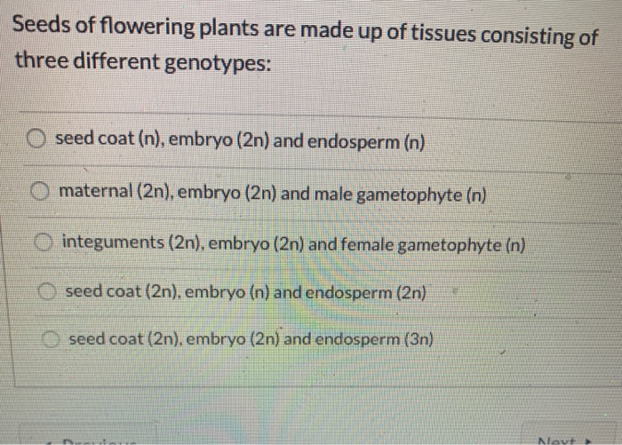 Solved Seeds of flowering plants are made up of tissues