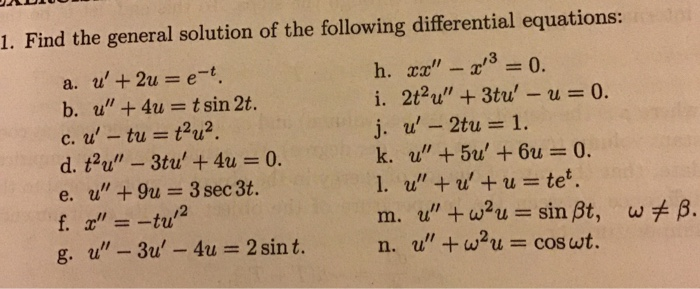 Solved Ado 1 Find The General Solution Of The Following Chegg Com