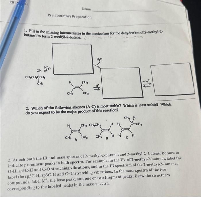 dehydration of 2 methyl 2 butanol mechanism