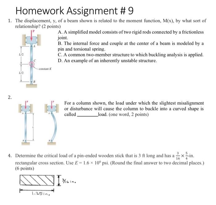 Solved Homework Assignment \# 9 1. The displacement, y, of a | Chegg.com