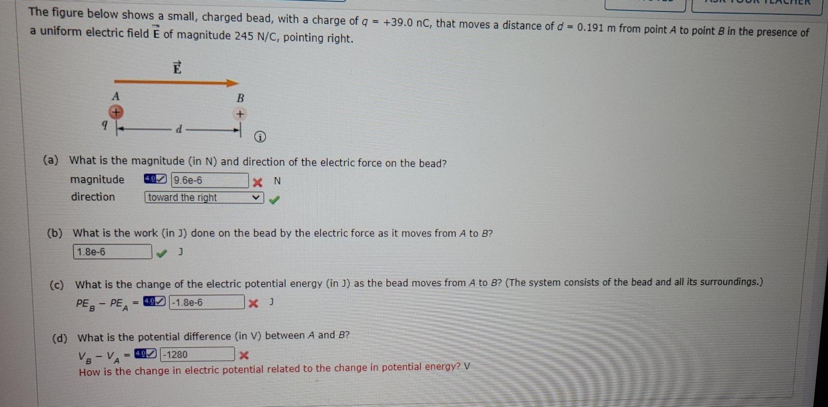 Solved The Figure Below Shows A Small Charged Bead With A Chegg