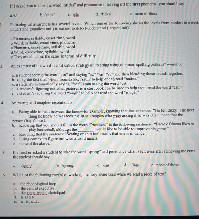 Solved 1. 3. 4. If I asked you to take the word "sticks" and | Chegg.com