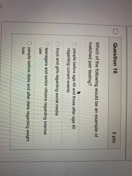 Solved Question 10 2 pts Which of the following would be an | Chegg.com