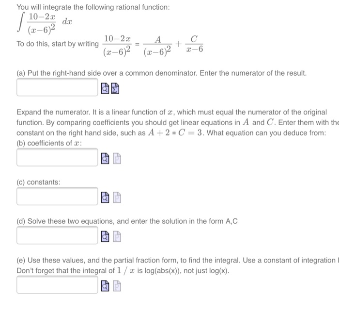 Integrating Rational Function Method Solved You will integrate the following rational function: | Chegg.com