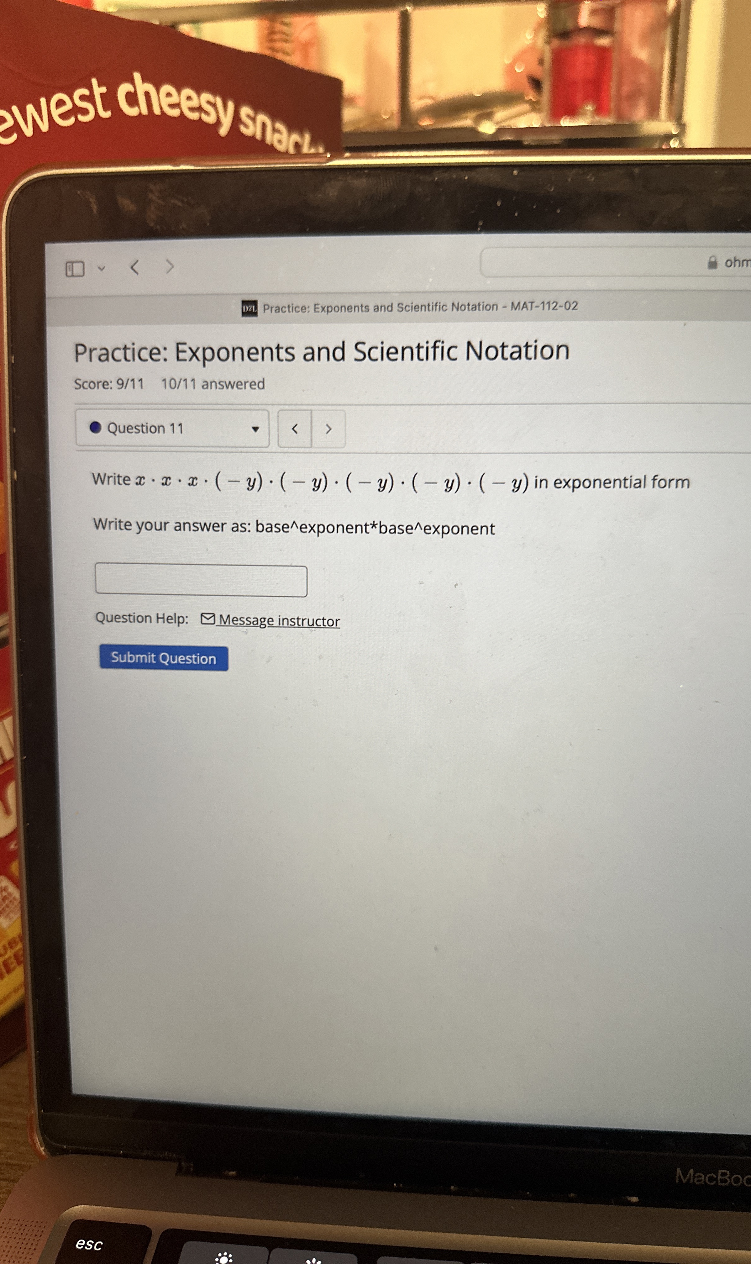 Solved ohmPractice: Exponents and Scientific Notation - | Chegg.com