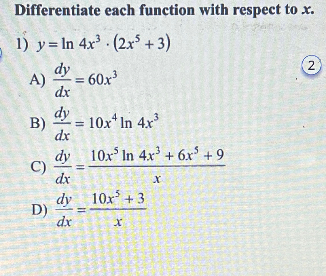 Solved Differentiate each function with respect to | Chegg.com