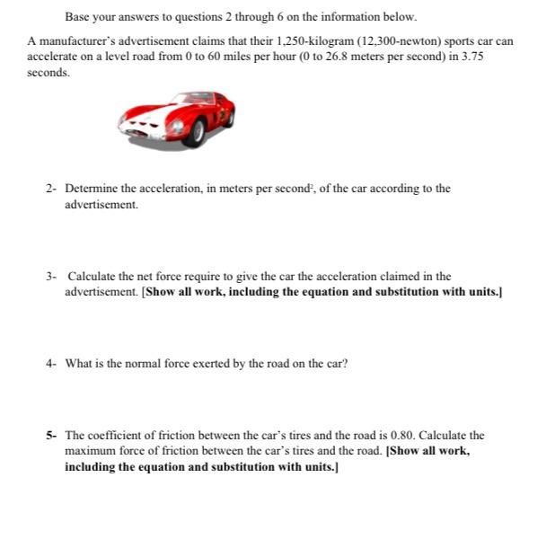 Solved Base your answers to questions 2 through 6 on the | Chegg.com