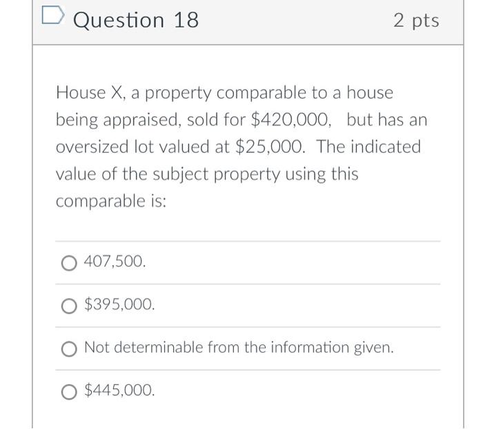 Solved House X, a property comparable to a house being | Chegg.com