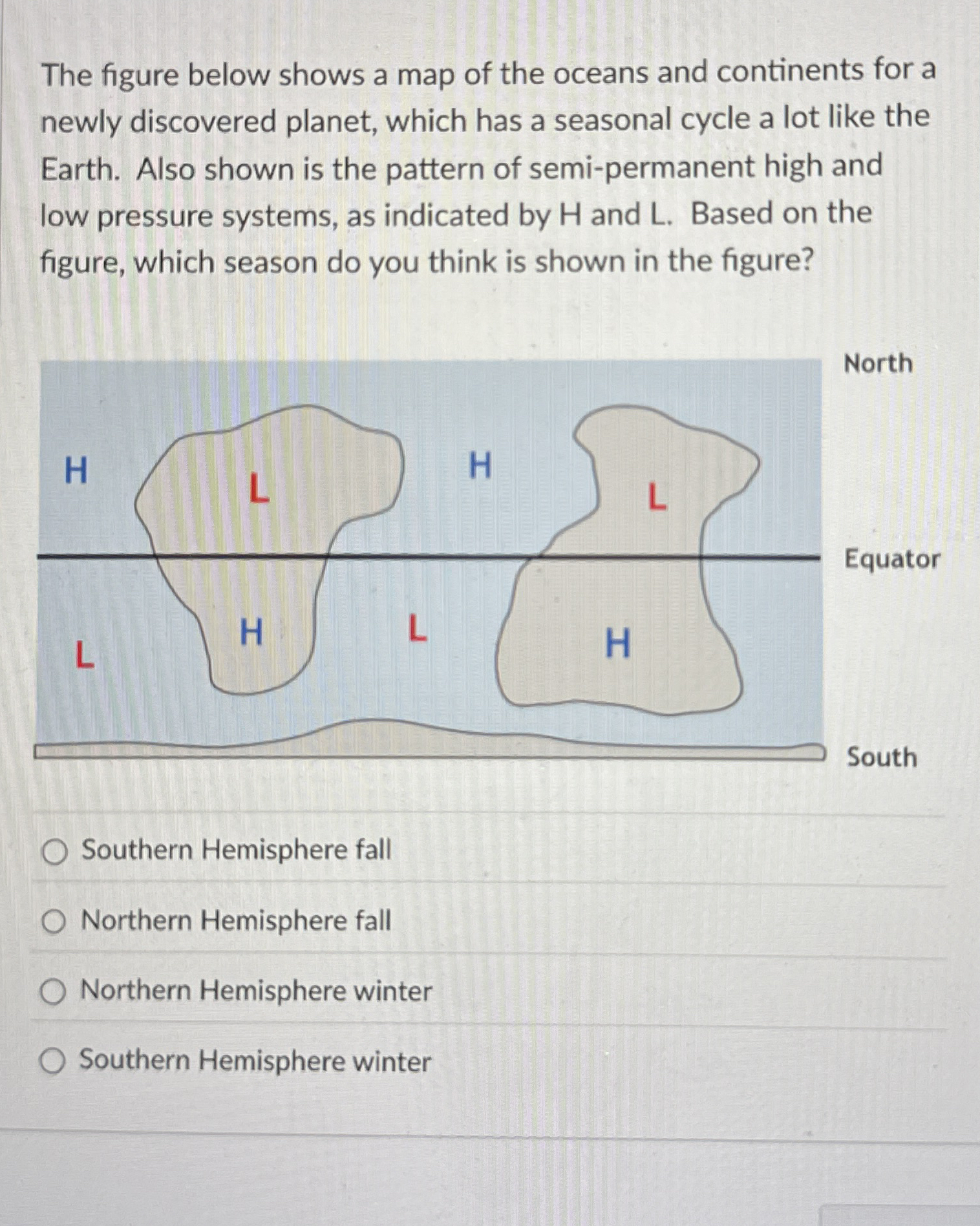 Solved The figure below shows a map of the oceans and | Chegg.com