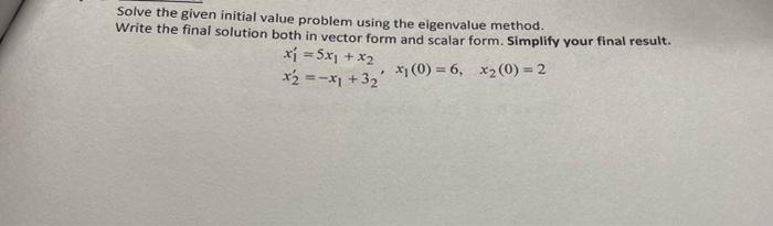 Solved Solve the given initial value problem using the | Chegg.com
