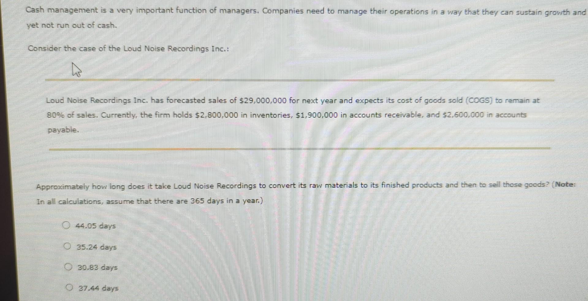 Solved 2. Cash conversion cycle Cash management is a very