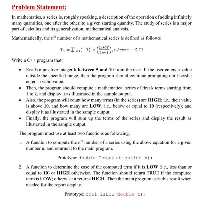 statement of the problem in mathematics research