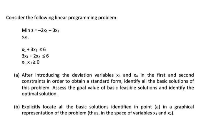 Solved Consider The Following Linear Programming Problem