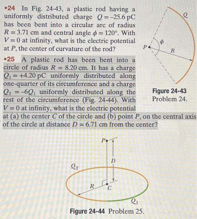 Solved 24 In Fig. 2443, a plastic rod having a uniformly