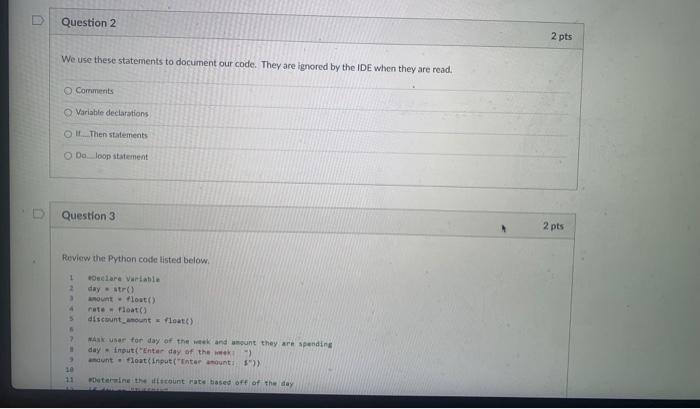 Solved U Question 2 2 pts We use these statements to | Chegg.com