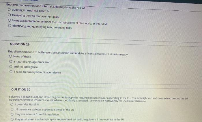 Solved Both risk management and internal audit may have the | Chegg.com