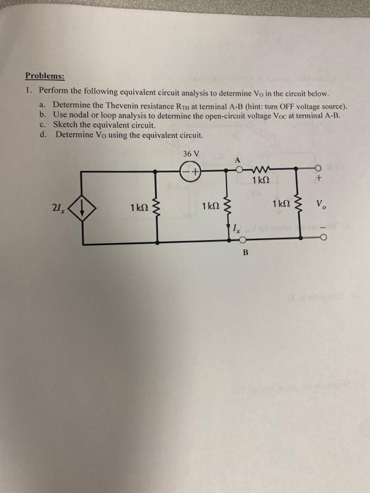 Solved Problems: 1. Perform The Following Equivalent Circuit | Chegg.com