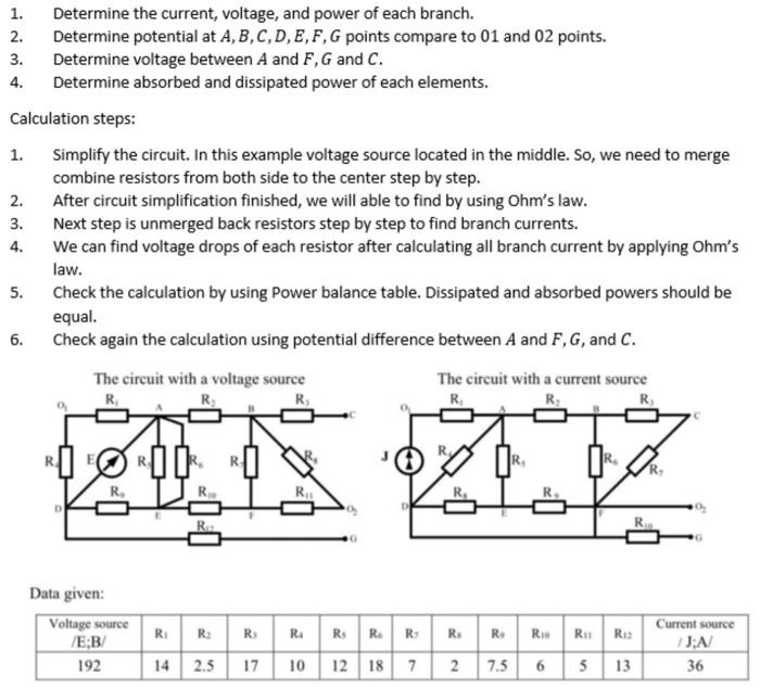 Solved 1. 1. Determine The Current, Voltage, And Power Of | Chegg.com