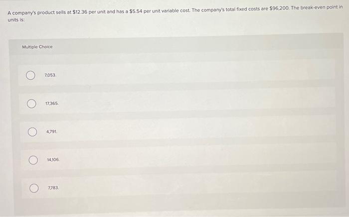 Solved A graph of unit volume and cost data is called a: | Chegg.com